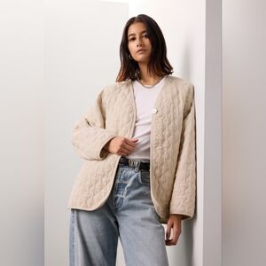 NWT Donni. The Quilted Collarless Jacket In Creme Size XXL